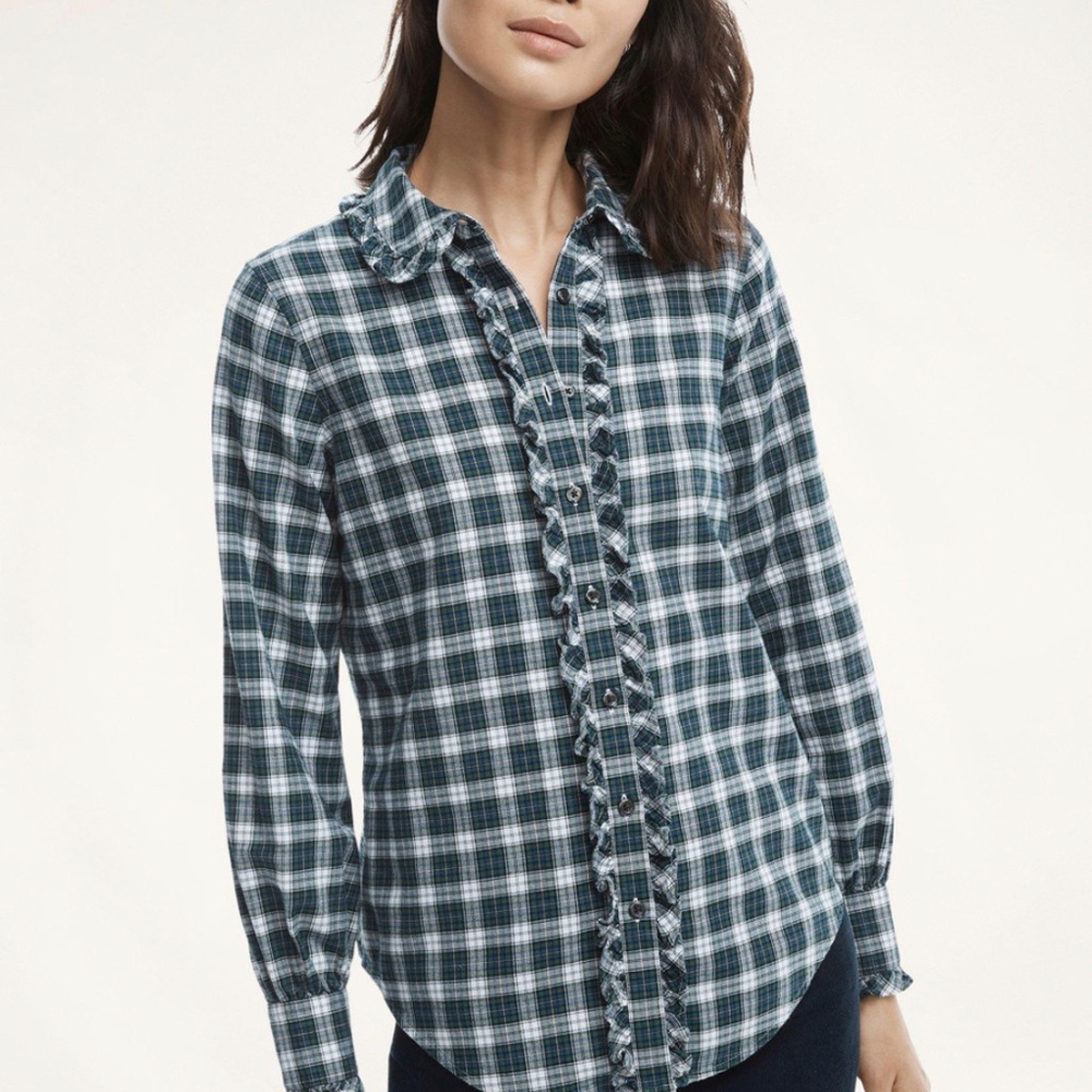 Plaid button up long sleeve tee